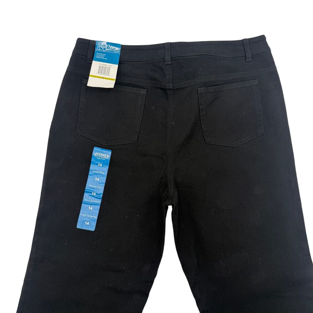 Jones New York black Shape Control denim Jeans women's 14 straight leg pants NEW - Picture 6 of 7